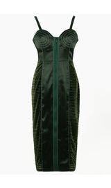 SATIN MIDI DRESS IN BLACKISH GREEN Dresses styleofcb