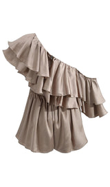 SATIN ONE SHOULDER RUCHED BODYSUIT Clothing styleofcb