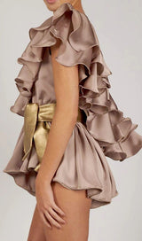 SATIN ONE SHOULDER RUCHED BODYSUIT Clothing styleofcb