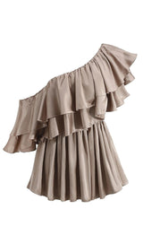 SATIN ONE SHOULDER RUCHED BODYSUIT Clothing styleofcb