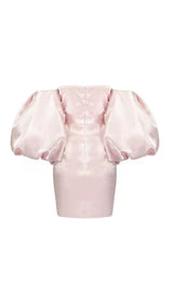SATIN PUFF SLEEVE MINI DRESS IN PINK Dresses styleofcb