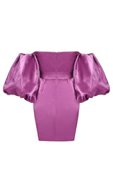 SATIN PUFF SLEEVE MINI DRESS IN DRAK PURPLE Dresses styleofcb