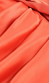 SATIN RUCHED MINI DRESS IN ORANGE Dresses styleofcb