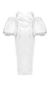 SATIN STRAPLESS MIDI DRESS IN WHITE Dresses styleofcb