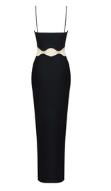 SCALLOPED MESH INSERT MAXI DRESS IN BLACK DRESS styleofcb