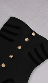 SCULPTURE BUTTON MINI DRESS IN BLACK styleofcb