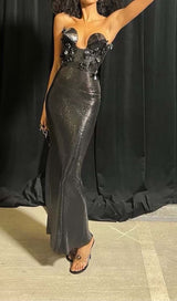 SEQUIN APPLIQUÉD MAXI DRESS IN BLACK DRESS STYLE OF CB