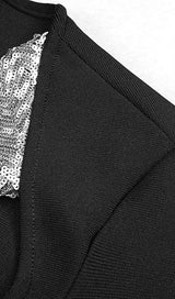 SEQUIN CUT OUT BANDAGE MINI DRESS IN BLACK Dresses styleofcb