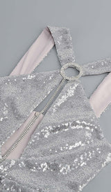 SEQUIN CUTOUT HIGH LOW DRESS IN SLIVER DRESS STYLE OF CB