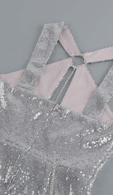 SEQUIN CUTOUT HIGH LOW DRESS IN SLIVER DRESS STYLE OF CB