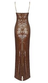 SEQUIN MAXI DRESS IN BROWN Dresses styleofcb