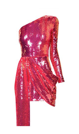 SEQUIN ONE SHOULDR MINI DRESS IN PINK Dresses styleofcb