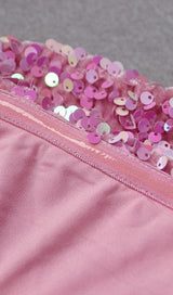 SEQUIN STRAPLESS MIDI DRESS IN PINK Dresses styleofcb