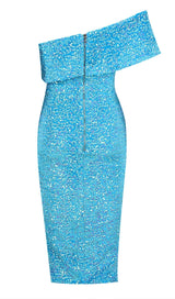 SEQUIN STRAPLESS MIDI DRESS IN BLUE Dresses styleofcb