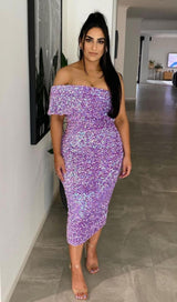 SEQUIN STRAPLESS MIDI DRESS IN PINK Dresses styleofcb