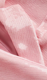 SEQUINED DOUBLE BREASTED LONG BLAZER IN PINK styleofcb