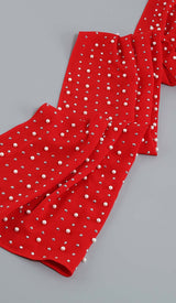 SEQUIN THIGH-SLIT MIDI DRESS IN RED DRESS STYLE OF CB