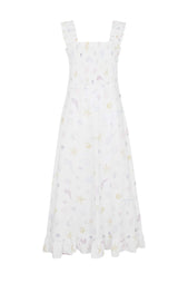 SHELL-PRINT STRAP MIDI DRESS IN WHITE DRESS STYLE OF CB