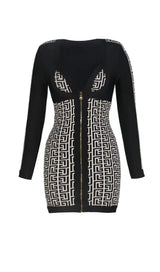 SHOULDER PADS KNITTED MINI DRESS IN BLACK styleofcb