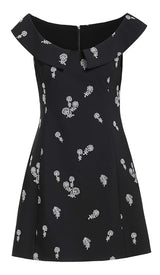 SLEEVELESS EMBROIDERED MINI DRESS IN BLACK DRESS STYLE OF CB