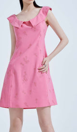 SLEEVELESS EMBROIDERED MINI DRESS IN PINK DRESS STYLE OF CB