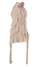 SLEEVELESS RUFFLES MINI DRESS IN WHITE DRESS STYLE OF CB