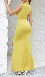SOLID ASYMMETRICAL HIGH LOW DRESS IN YELLOW DRESS STYLE OF CB