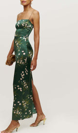 SPAGHETTI STRAP SLEEVELESS MAXI DRESS IN GREEN STYLE OF CB