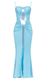 SPAGHETTI STRAP SLIT MIDI DRESS IN BLUE DRESS STYLE OF CB
