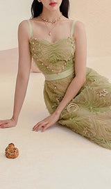 SPAGHETTI STRAPS MESH MIDI DRESS DRESS STYLE OF CB