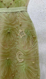 SPAGHETTI STRAPS MESH MIDI DRESS DRESS STYLE OF CB