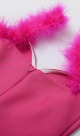 SPLIT FEATHER MAXI DRESS IN PINK Dresses styleofcb