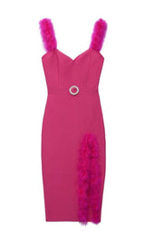 SPLIT FEATHER MAXI DRESS IN PINK Dresses styleofcb XS