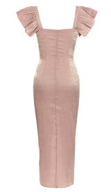 SQUARE NECK BUTTERFLY SLEEVE SPLIT THIGH DRESS DRESS STYLE OF CB