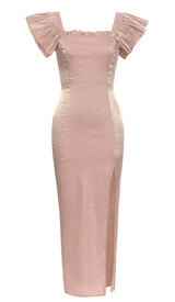 SQUARE NECK BUTTERFLY SLEEVE SPLIT THIGH DRESS DRESS STYLE OF CB