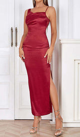 STRAP SATIN MAXI DRESS IN RUBY RED DRESS styleofcb