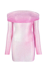 STRAPLESS CRYSTAL-EMBELLISHED MINI DRESS IN PINK DRESS styleofcb