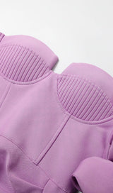 STRAPLESS DRAPED SLEEVE SLITS BANDAGE DRESS IN PURPLE Dresses styleofcb