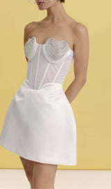 STRAPLESS HEART BUSTIER MINI DRESS IN WHITE DRESS styleofcb