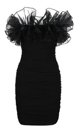 STRAPLESS LACE FLOWER MINI DRESS IN BLACK Dresses styleofcb