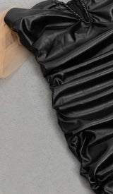 STRAPLESS LEATHER MINI DRESS IN BLACK DRESS STYLE OF CB