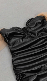STRAPLESS LEATHER MINI DRESS IN BLACK DRESS STYLE OF CB
