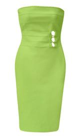 STRAPLESS MINI DRESS IN GREEN Dresses styleofcb
