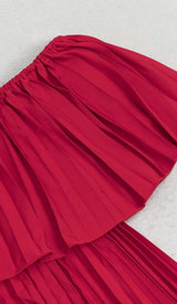 STRAPLESS PLEATED MAXI DRESS IN RED DRESS styleofcbdress