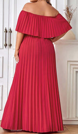 STRAPLESS PLEATED MAXI DRESS IN RED DRESS styleofcbdress