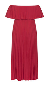 STRAPLESS PLEATED MAXI DRESS IN RED DRESS styleofcbdress