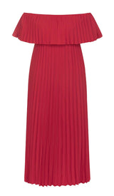STRAPLESS PLEATED MAXI DRESS IN RED DRESS styleofcbdress