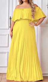 STRAPLESS PLEATED MAXI DRESS IN YELLOW DRESS styleofcbdress