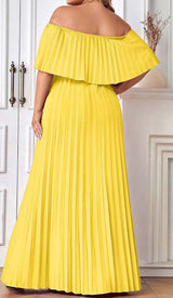 STRAPLESS PLEATED MAXI DRESS IN YELLOW DRESS styleofcbdress