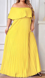 STRAPLESS PLEATED MAXI DRESS IN YELLOW DRESS styleofcbdress